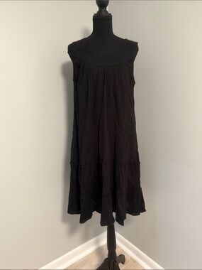 Anthony Richards Black Sleeveless Tiered Ruffle-Hem Dress